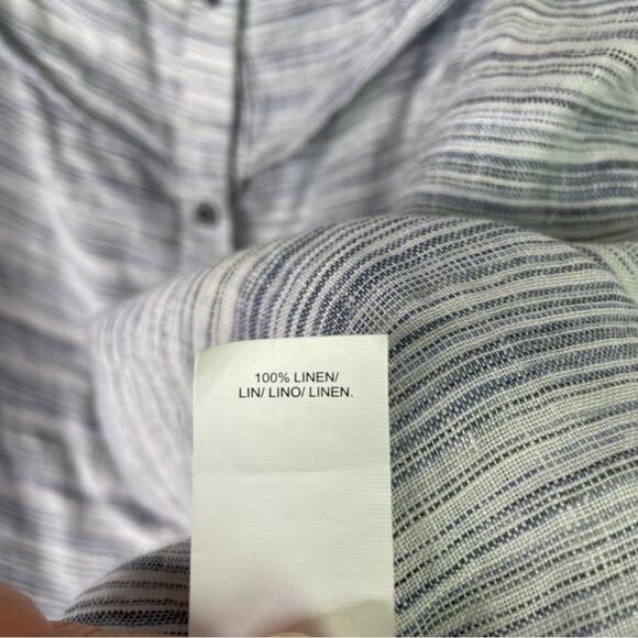 Lucky Brand Linen Striped Top Blue and White Medium - Picture 6 of 10